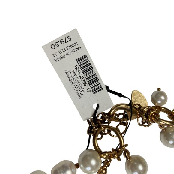 New Chico's Multistrand Fashion Pearl Bead White Tortoise Opera Length Necklace - Picture 5 of 5